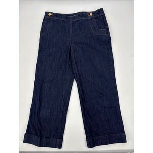 Chicos Platinum Crop Jeans Women's Dark Wash wide leg stretch slimming size 0.5